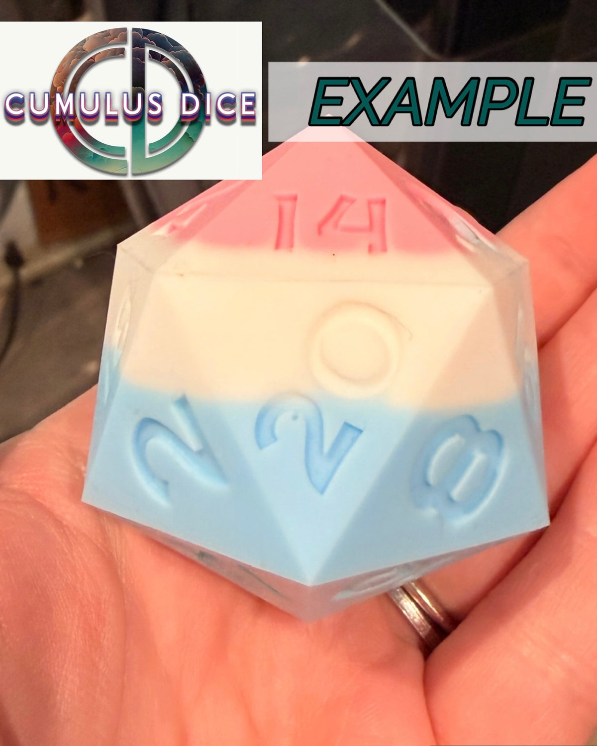 Trans Pride Jumbo Silicone D20 Dice ✨Sparkle Edition✨