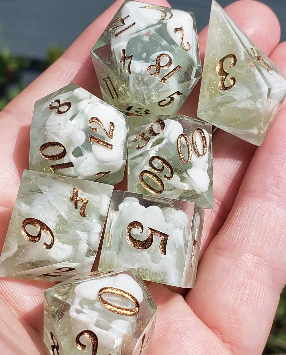 🌦️ Divine Storm 💫 - 7-Piece Dice Set