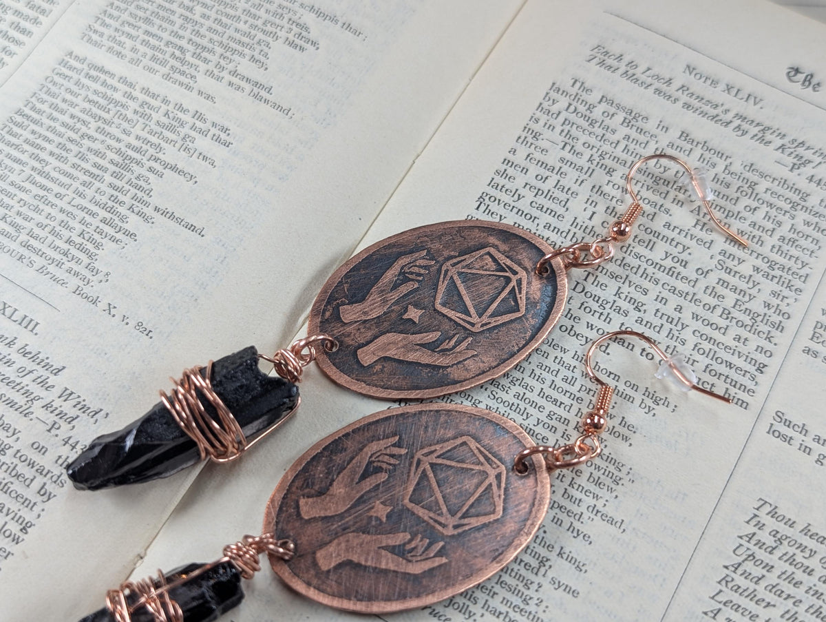 The Summoning - Copper Earrings D20