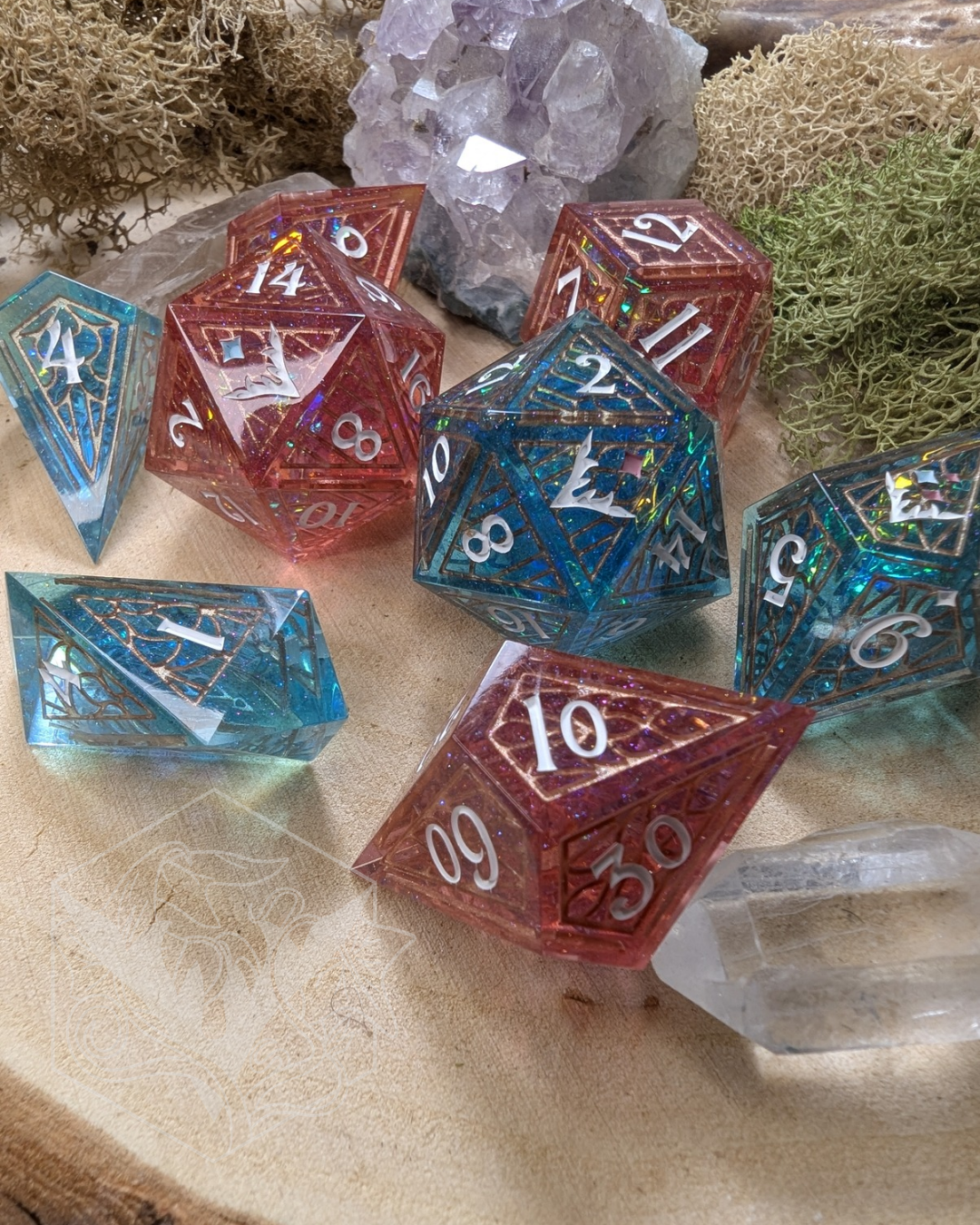 Iridescent Dollhouse - 8pc Stained Glass Dice Set