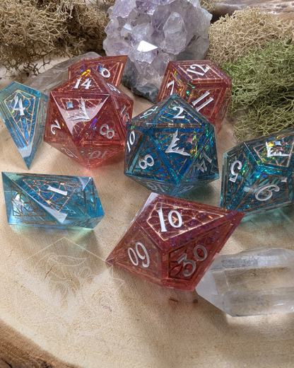 Iridescent Dollhouse - 8pc Stained Glass Dice Set