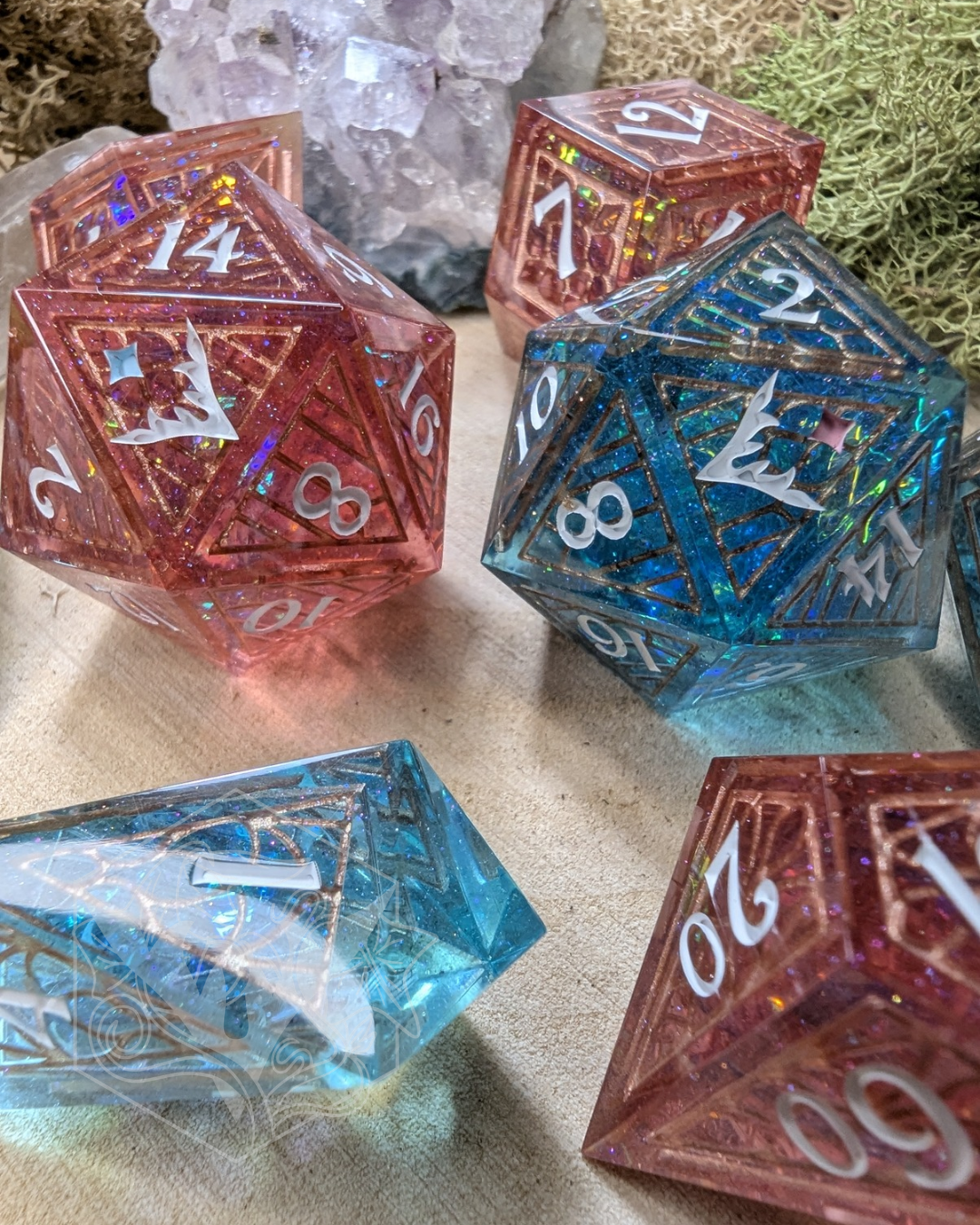 Iridescent Dollhouse - 8pc Stained Glass Dice Set