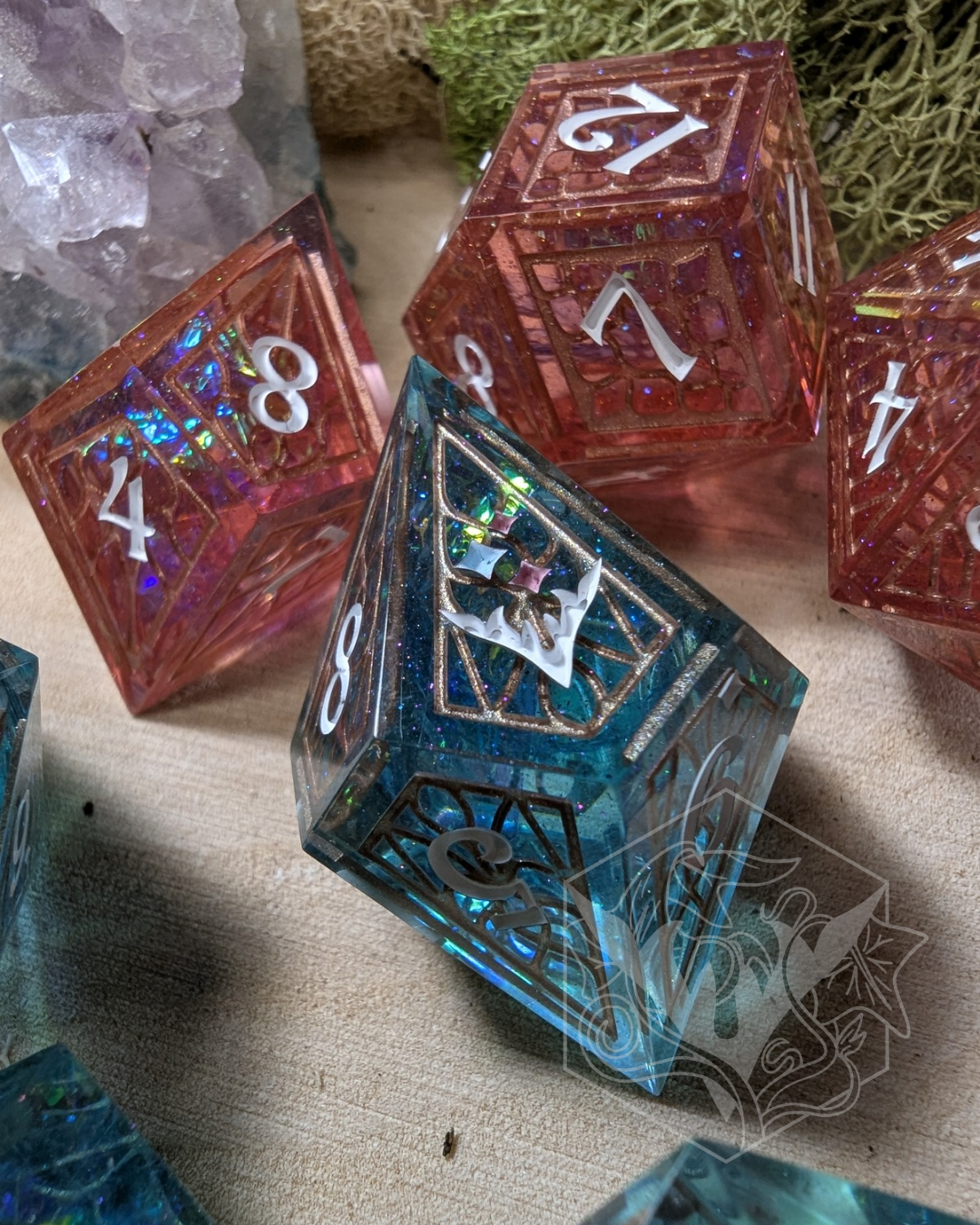 Iridescent Dollhouse - 8pc Stained Glass Dice Set