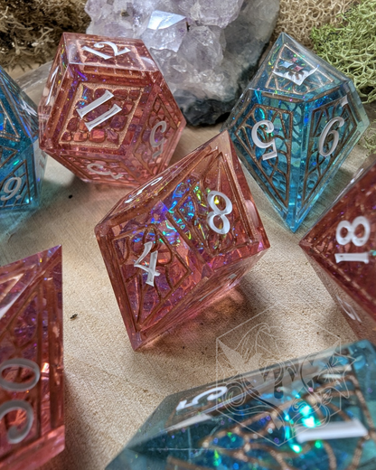 Iridescent Dollhouse - 8pc Stained Glass Dice Set
