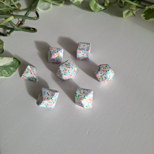Forget-Me-Not | 7-Piece Handpainted Dice Set