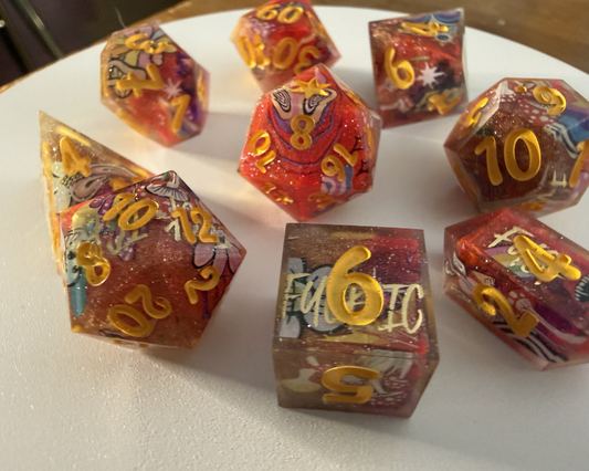Psychedelic Support for these Troubling Times - 9-Piece Dice Set
