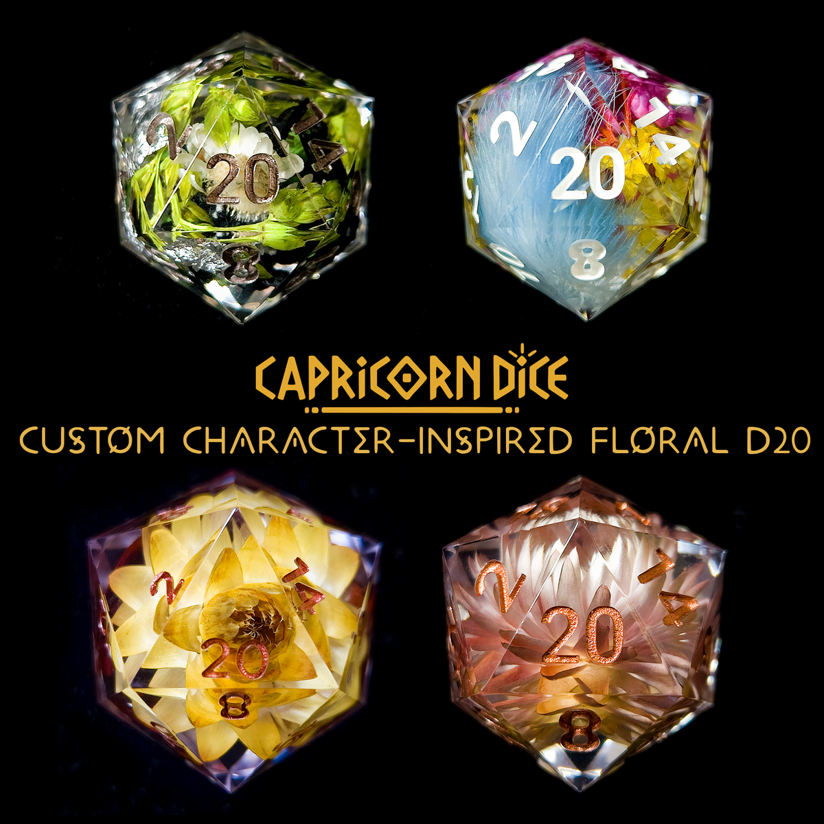 Custom Character-Inspired Floral D20