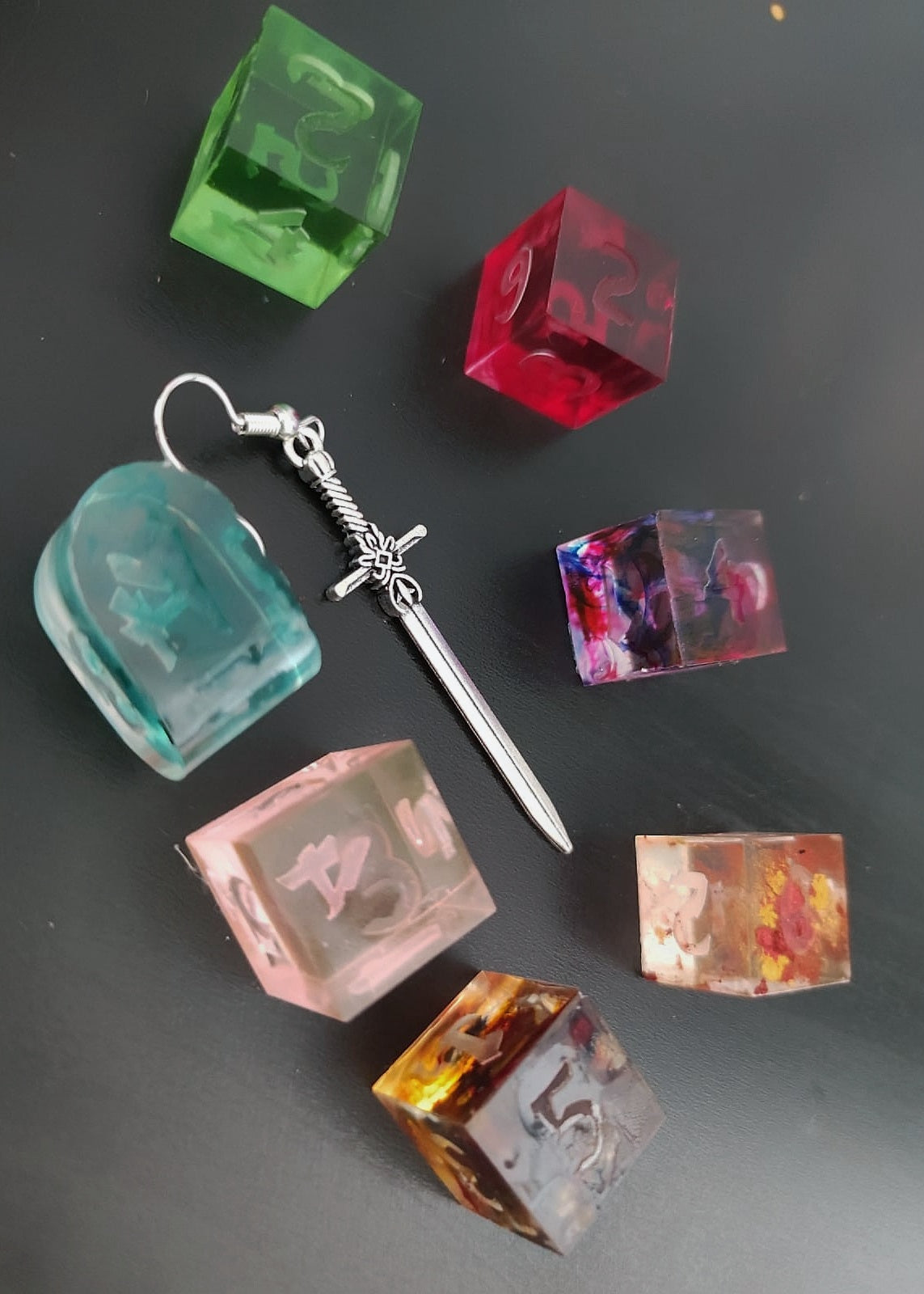 Custom Sword - D6 earrings