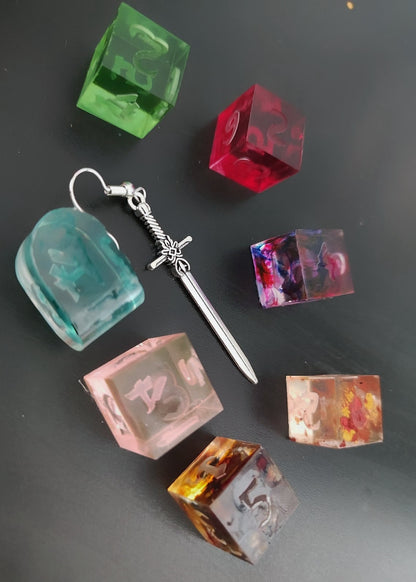 Custom Sword - D6 earrings