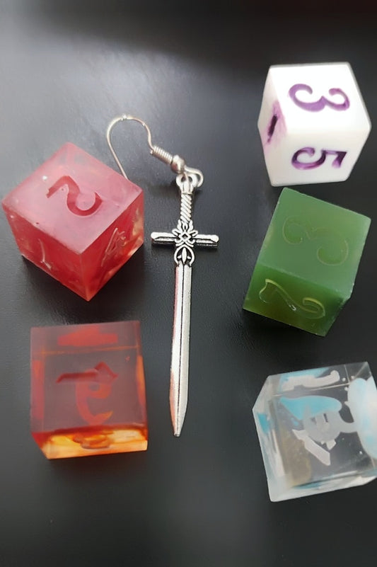 Custom Sword - D6 earrings