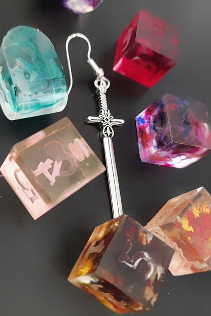 Custom Sword - D6 earrings