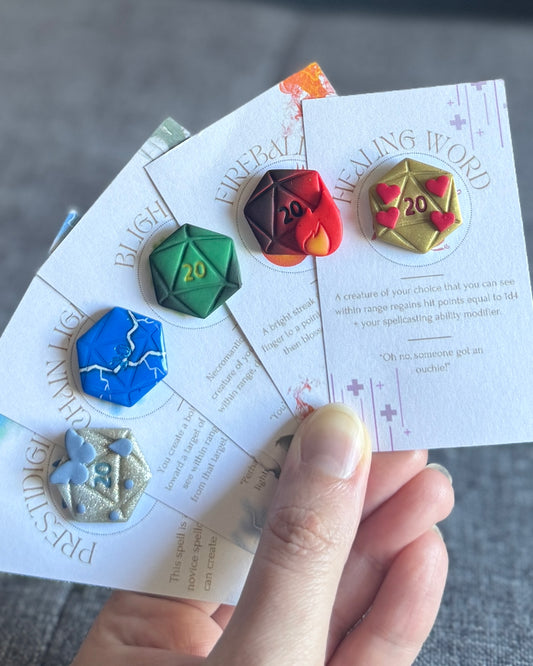 D20 Charm Pin Spell Pack