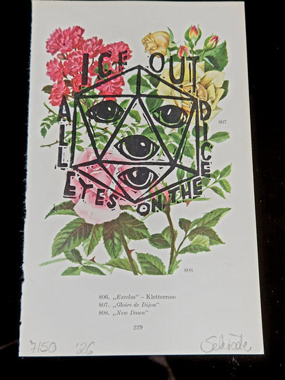 Art & Dice Bundle – Limited Linocut + Polyhedral Dice Set "Deepwater Prism"