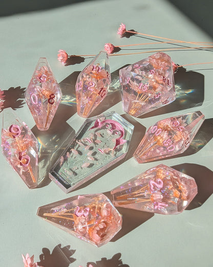 Eternal Bloom - 8-Piece Coffin Dice Set