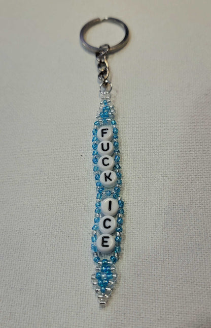 Tides Rise Against Fascism - 2D20's + FUCK ICE Seed Bead Keychain