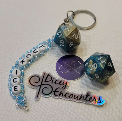 Tides Rise Against Fascism - 2D20's + FUCK ICE Seed Bead Keychain