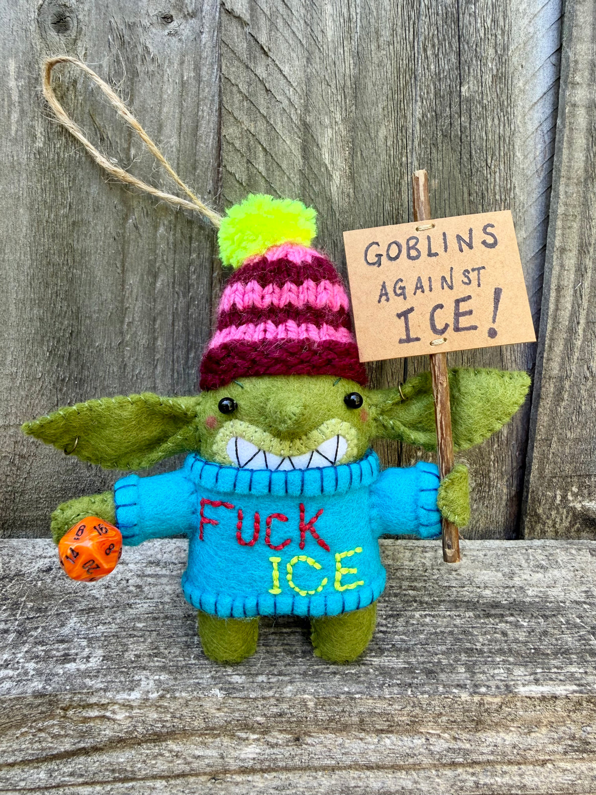 Goblin Activist Plush (Blue Jumper)