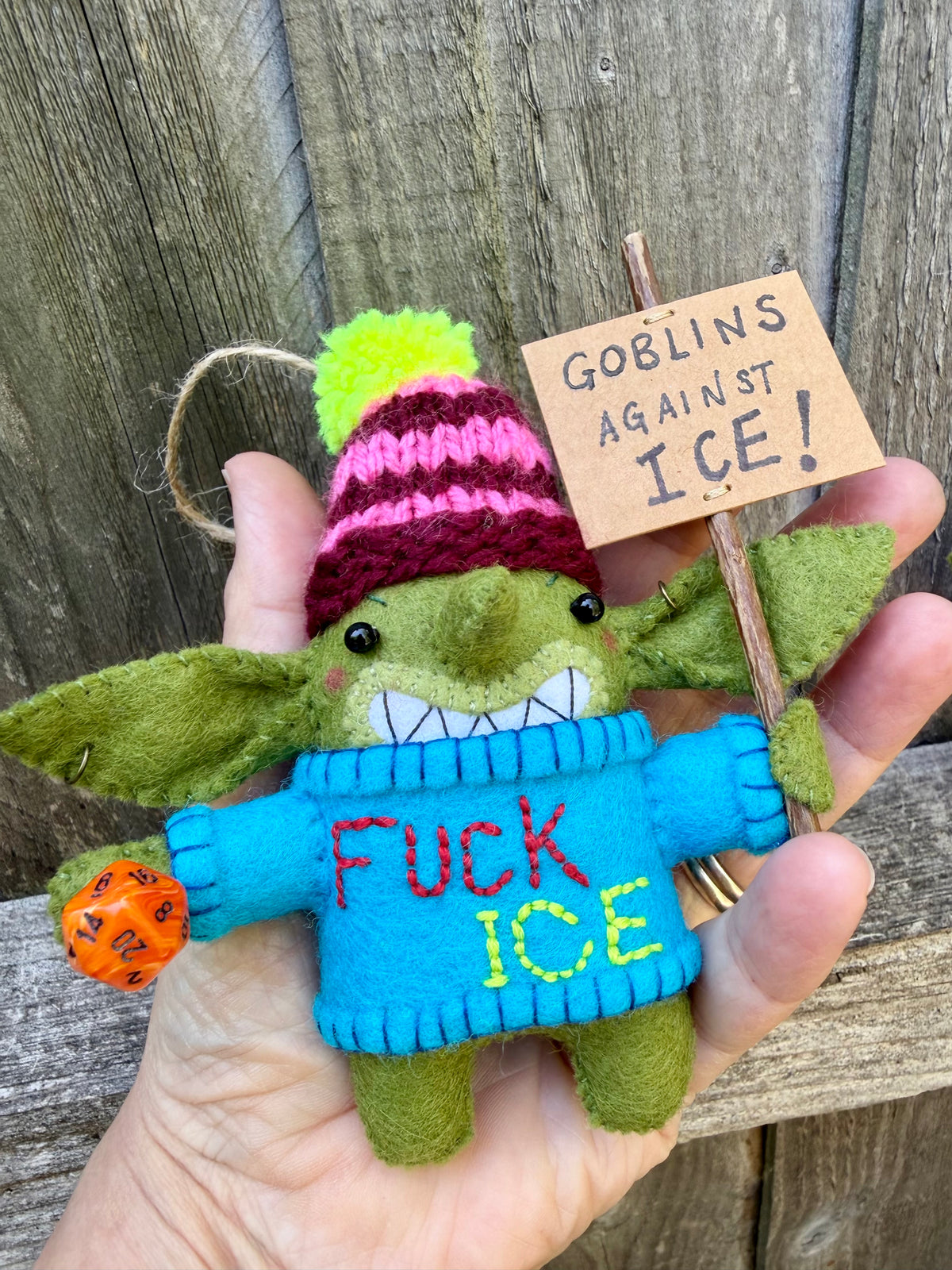 Goblin Activist Plush (Blue Jumper)