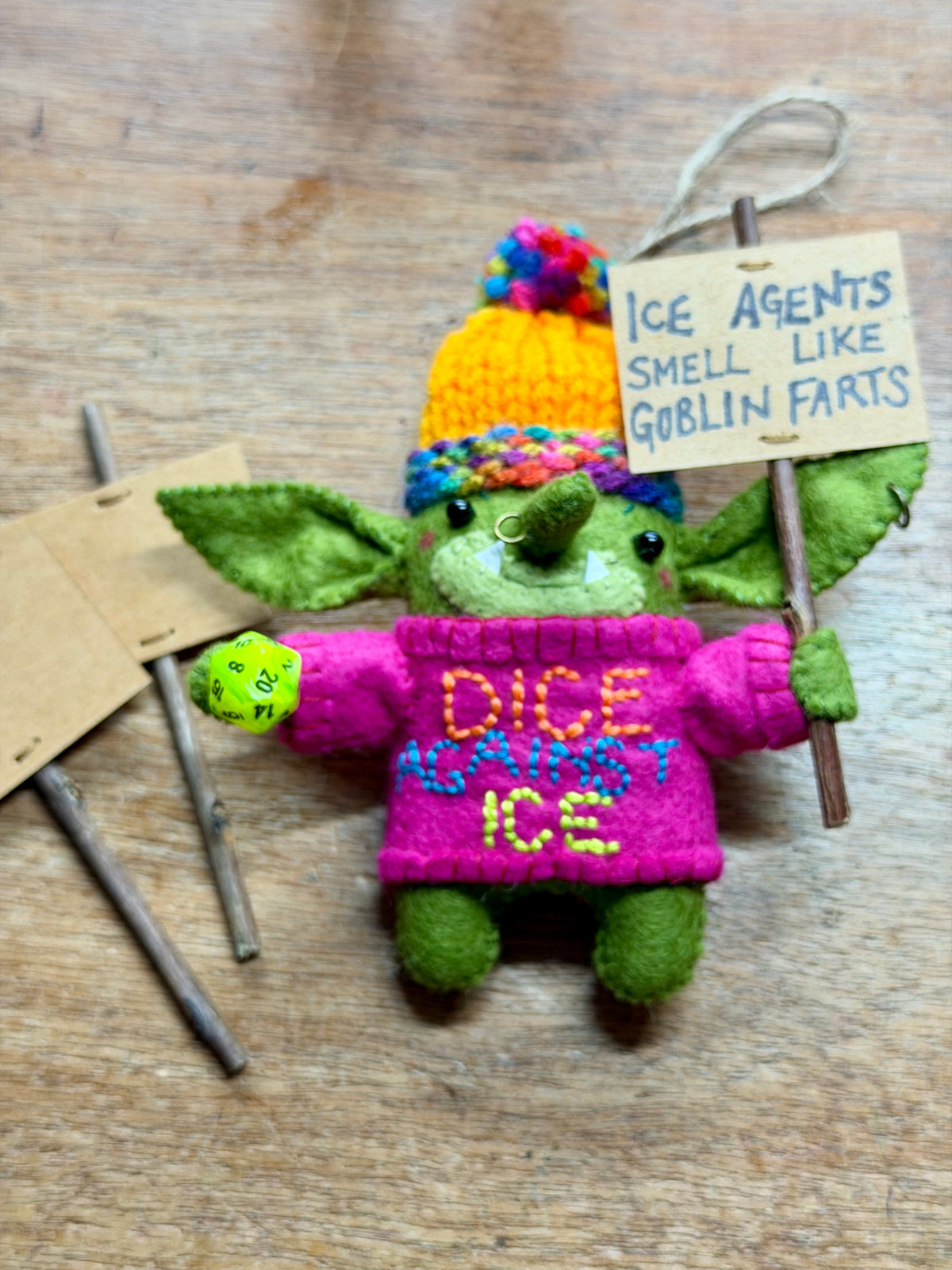 Goblin Activist Plush (Pink Jumper)