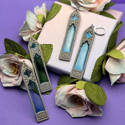 Blue Cathedral Window - Earrings