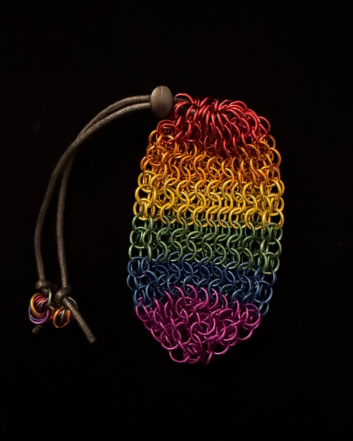 Pride Flag Chainmail Dice Bag