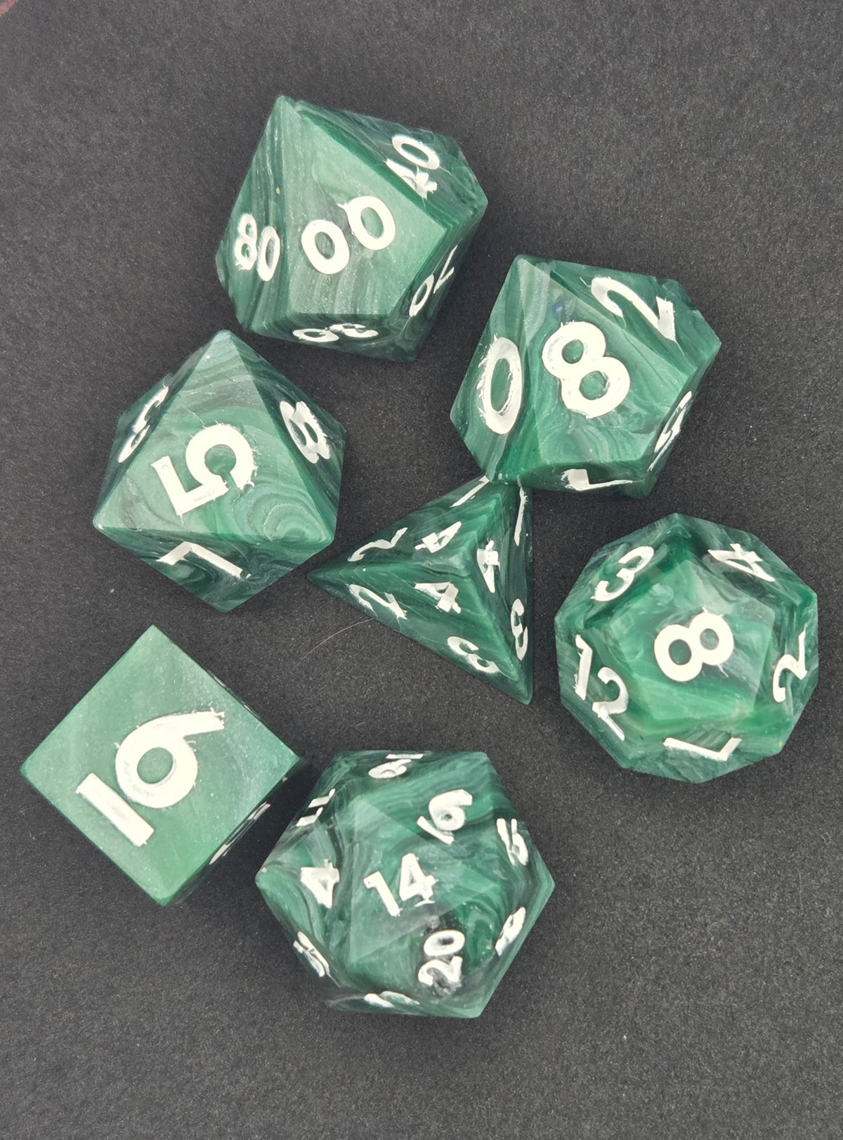 Not Quite Malachite  - 7-Piece Dice Set