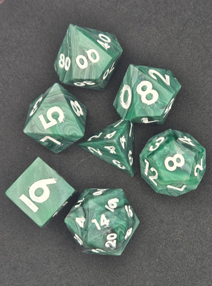 Not Quite Malachite  - 7-Piece Dice Set