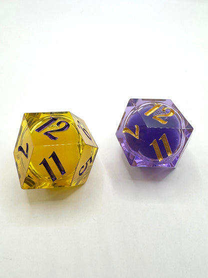 Purple & Gold Liquid Core 2D12 Daggerheart Dice Set