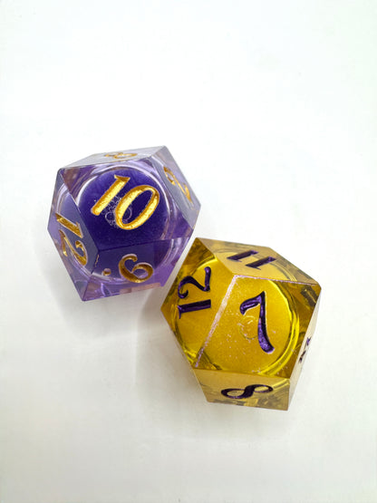 Purple & Gold Liquid Core 2D12 Daggerheart Dice Set