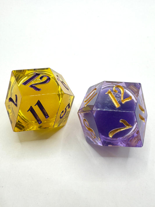 Purple & Gold Liquid Core 2D12 Daggerheart Dice Set