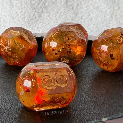 Fireballs - 8-Piece (Light Up!) Orb-Style Dice Set + Dice Tray