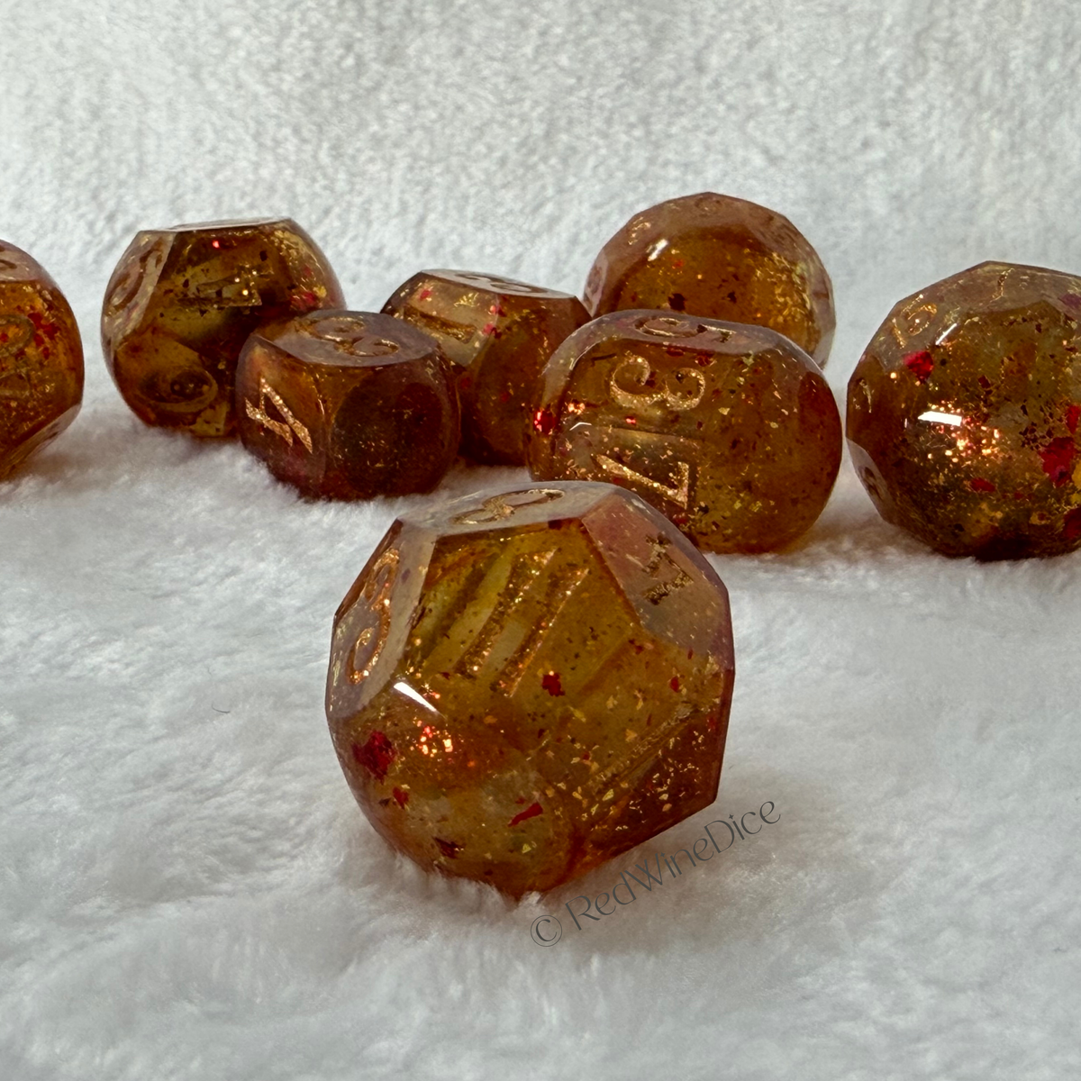Fireballs - 8-Piece (Light Up!) Orb-Style Dice Set + Dice Tray