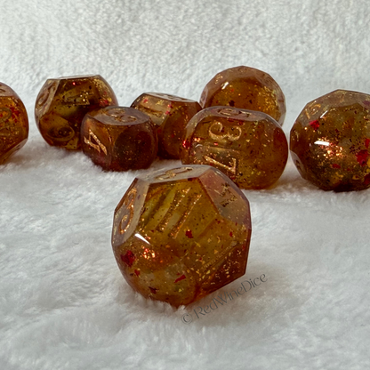 Fireballs - 8-Piece (Light Up!) Orb-Style Dice Set + Dice Tray