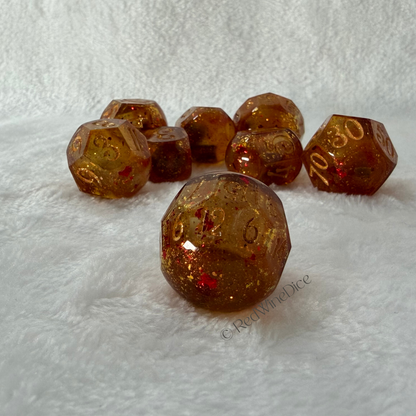 Fireballs - 8-Piece (Light Up!) Orb-Style Dice Set + Dice Tray