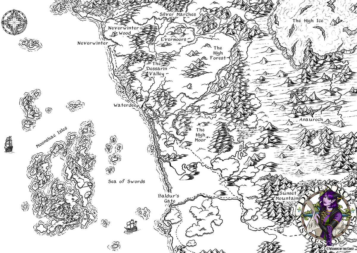 Sword Coast Map Print by Deven Rue