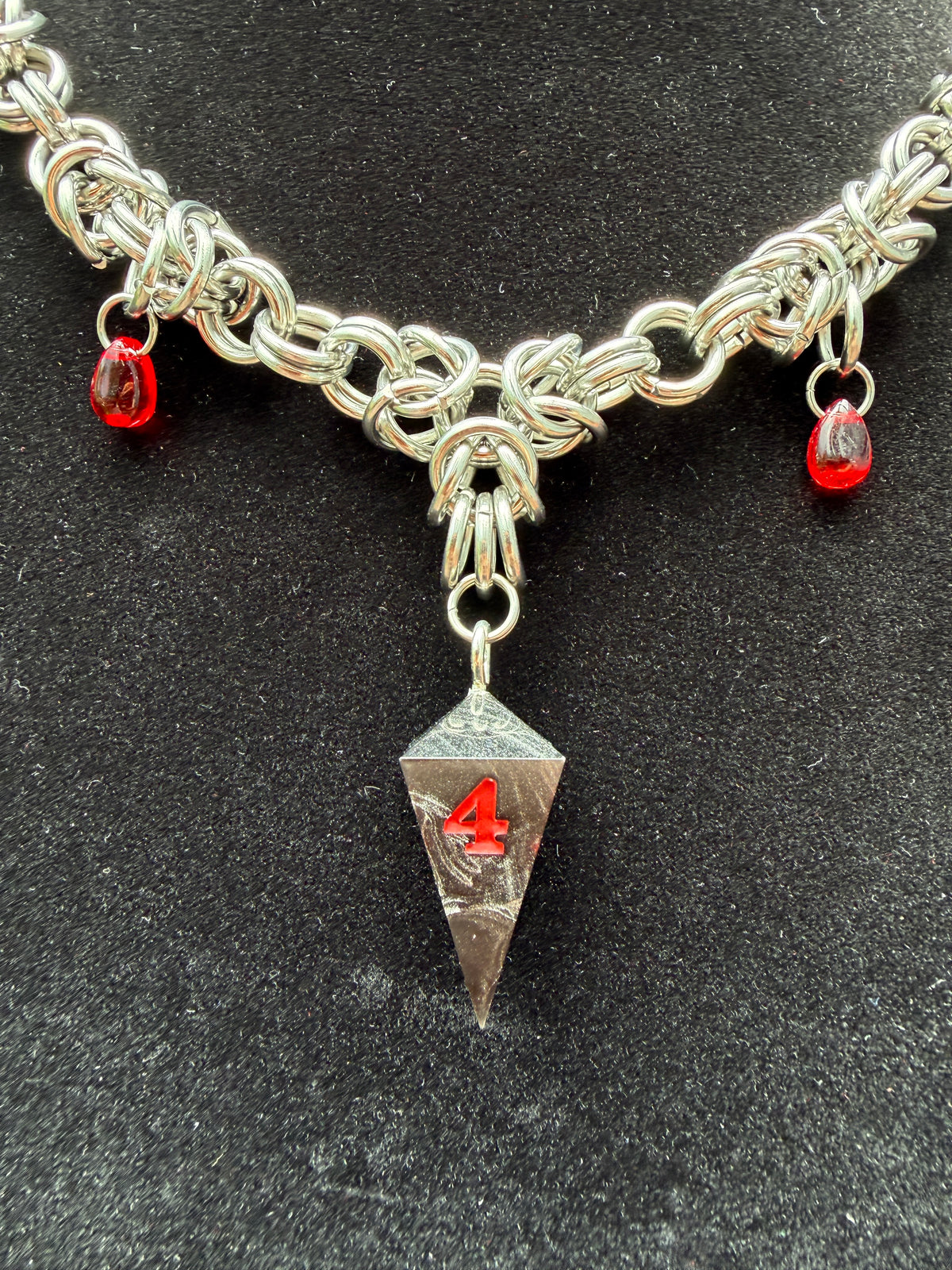 Vampiric Touch - Chainmail Dice Necklace