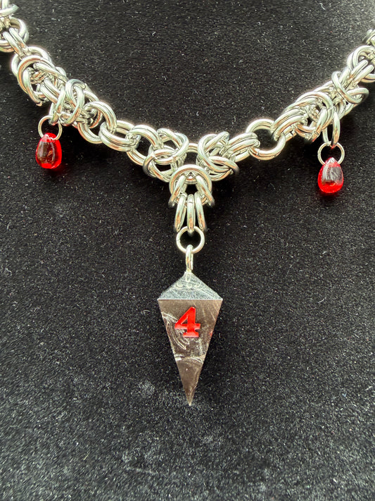 Vampiric Touch - Chainmail Dice Necklace