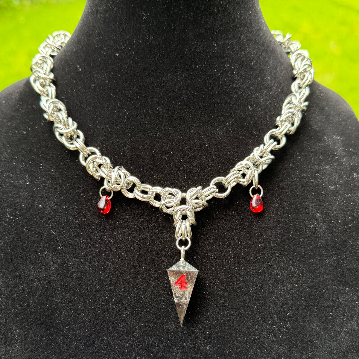 Vampiric Touch - Chainmail Dice Necklace