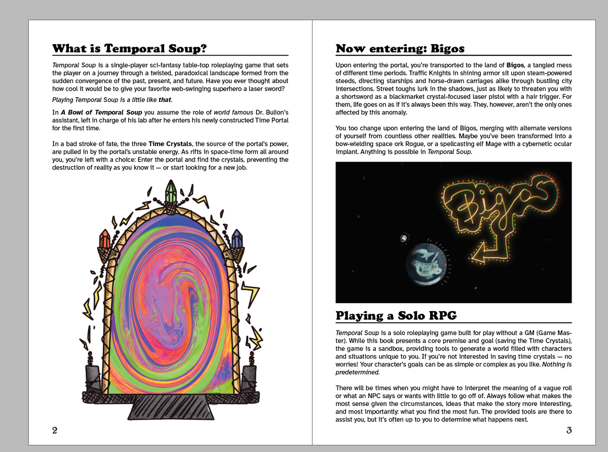 A Bowl of Temporal Soup ICEBREAKER EDITION Hardcover Solo RPG