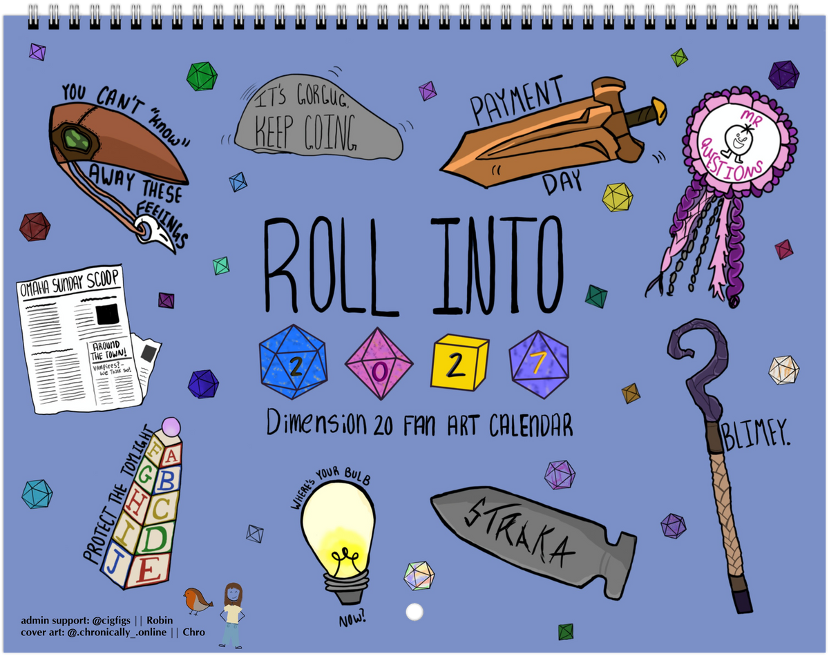 Unofficial 2027 Dimension20 Fanart Calendar (Listing #1)