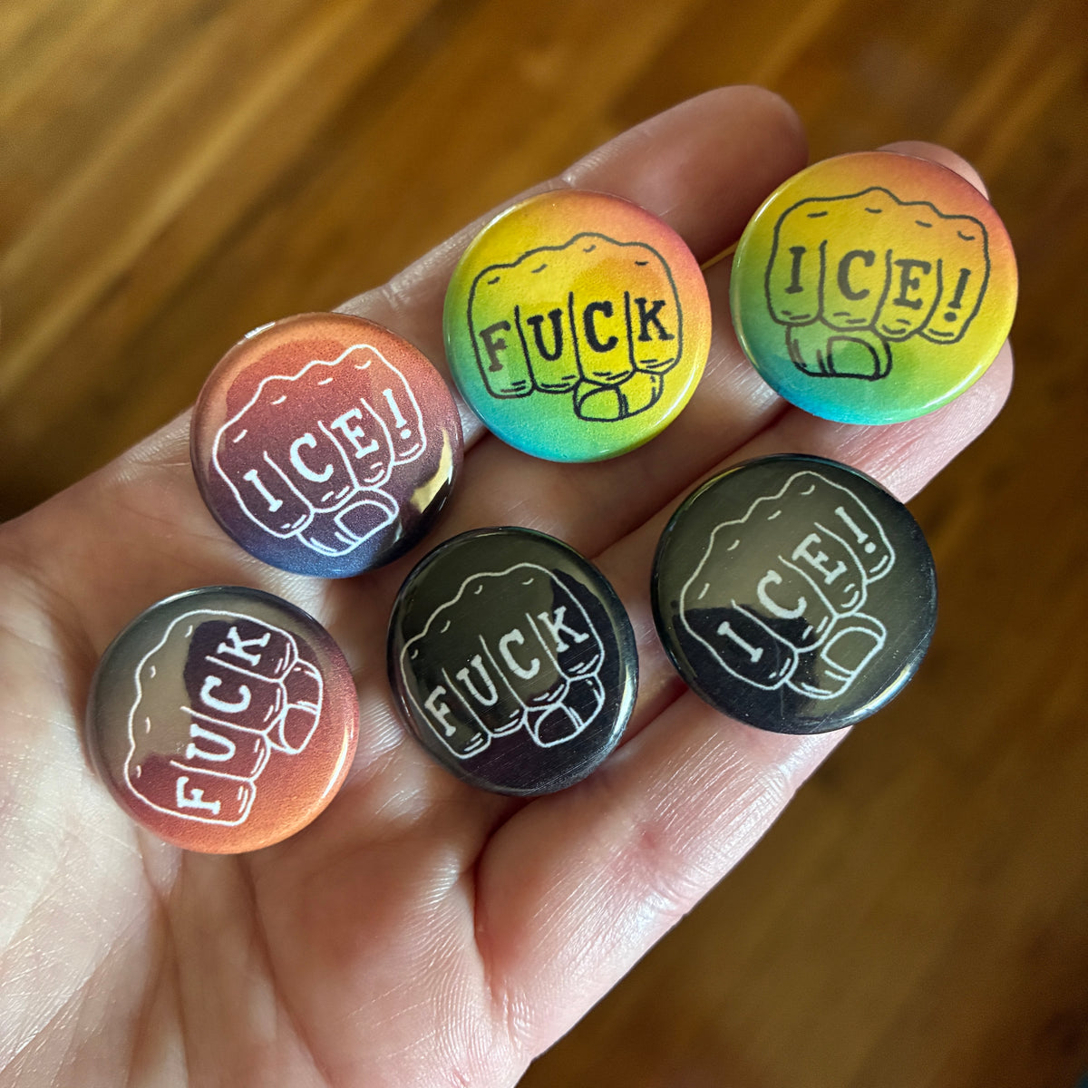 FUCK ICE Knuckle Tat Button Set