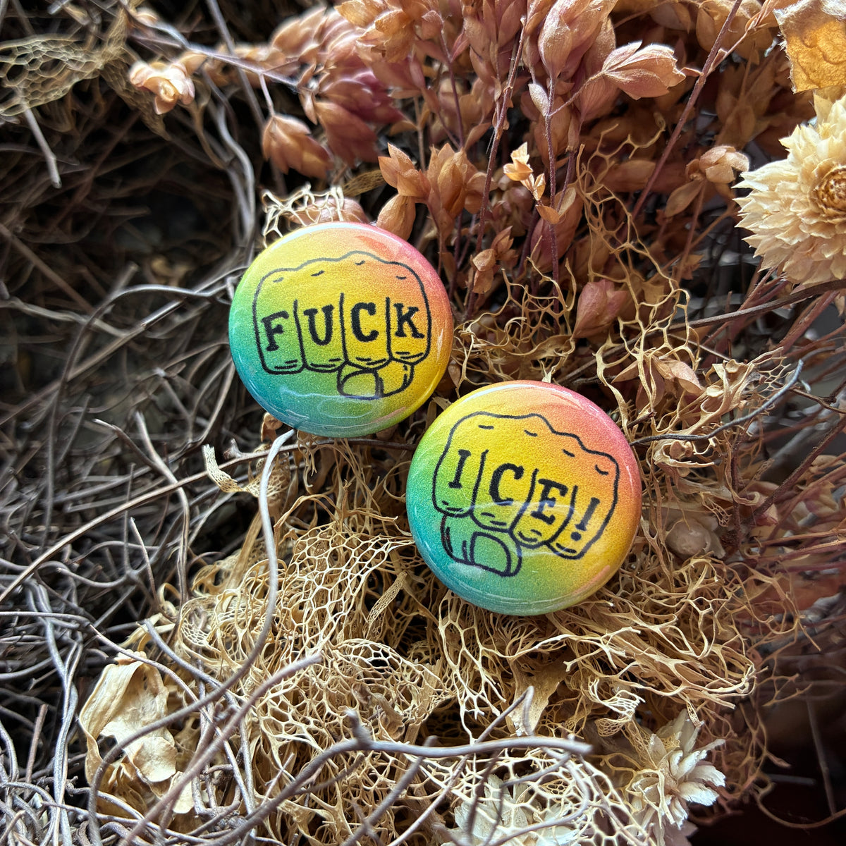 FUCK ICE Knuckle Tat Button Set
