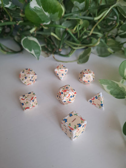 Illuminated Manuscript - Handpainted Polyhedral Dice Set