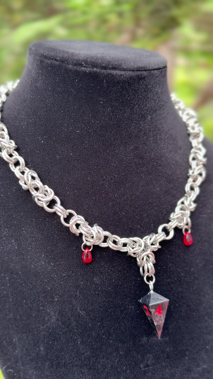 Vampiric Touch - Chainmail Dice Necklace
